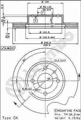 Brembo Bremsscheibe [Hersteller-Nr. 09.3023.20] für Fiat