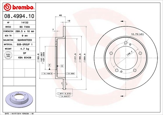 Brembo Bremsscheibe [Hersteller-Nr. 08.4994.10] für Suzuki, Santana