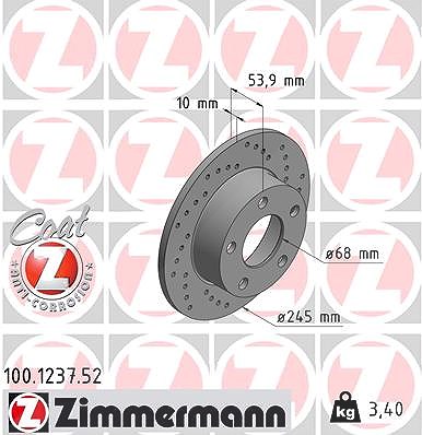 Zimmermann Bremsscheibe [Hersteller-Nr. 100.1237.52] für Audi