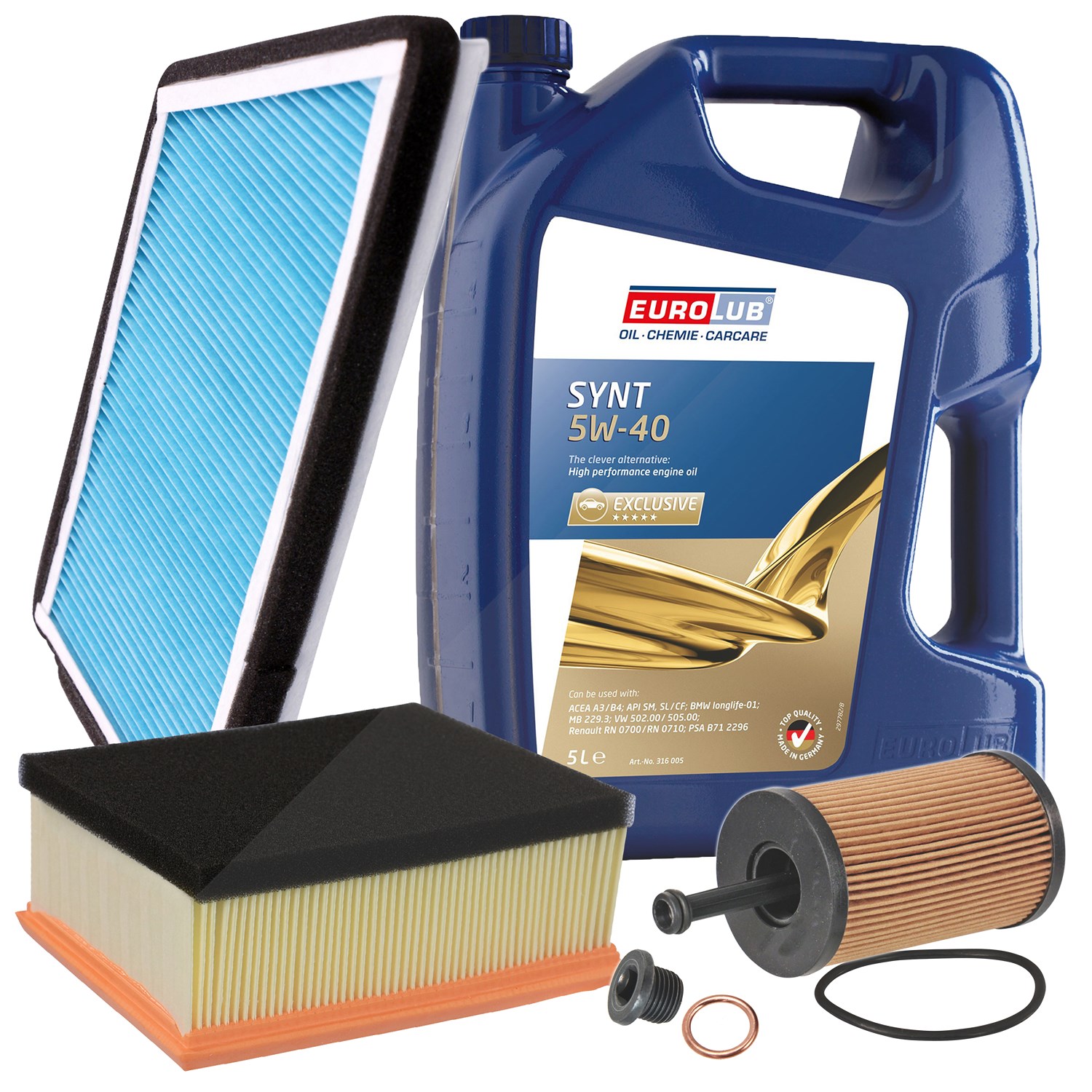 Bestprice Inspektionspaket Filtersatz SET A + 5l ÖL [Hersteller-Nr. 10493639] für Peugeot