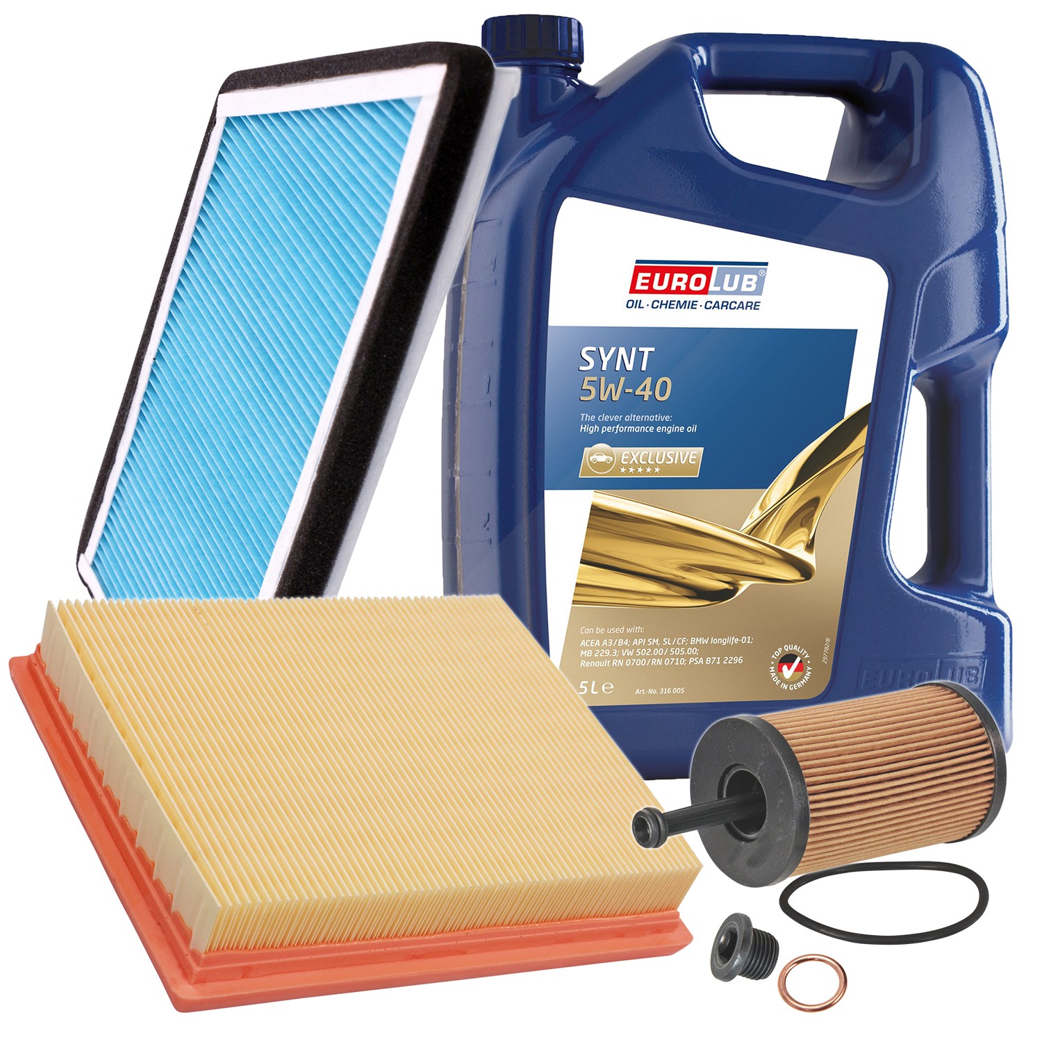 Bestprice Inspektionspaket Filtersatz SET A + 5l ÖL [Hersteller-Nr. 10493640] für Peugeot