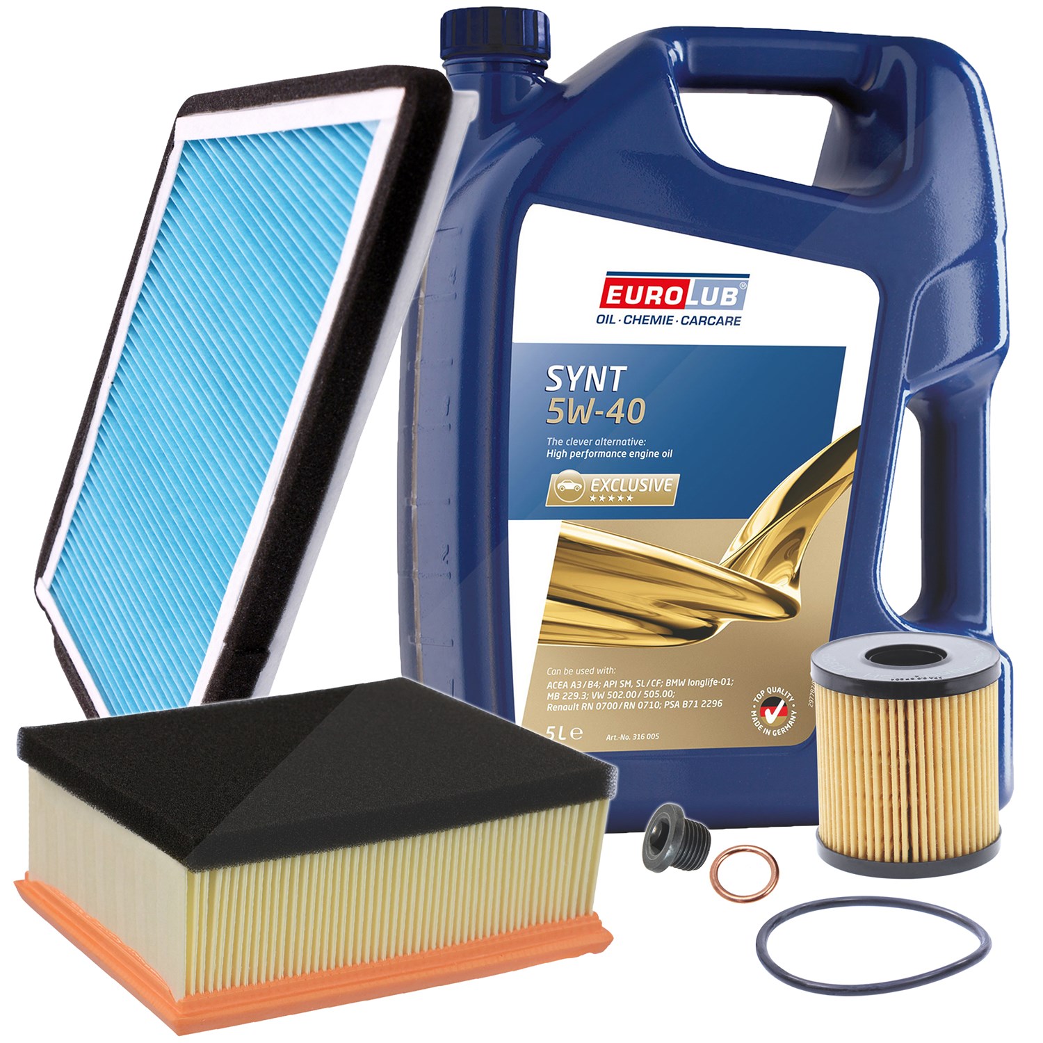 Bestprice Inspektionspaket Filtersatz SET A + 5l ÖL [Hersteller-Nr. 10493641] für Peugeot