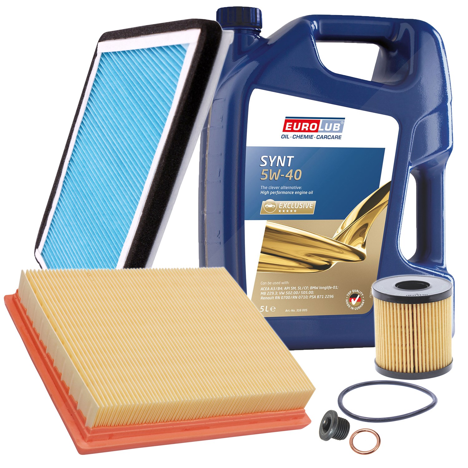 Bestprice Inspektionspaket Filtersatz SET A + 5l ÖL [Hersteller-Nr. 10493642] für Peugeot