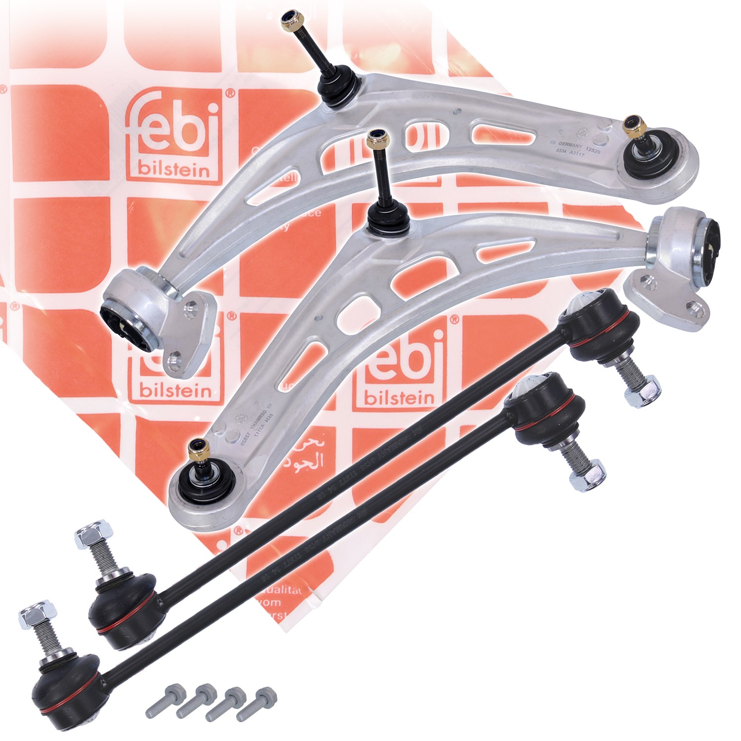 Febi Bilstein 2x Querlenker + 2x Koppelstange [Hersteller-Nr. 40208312] für BMW