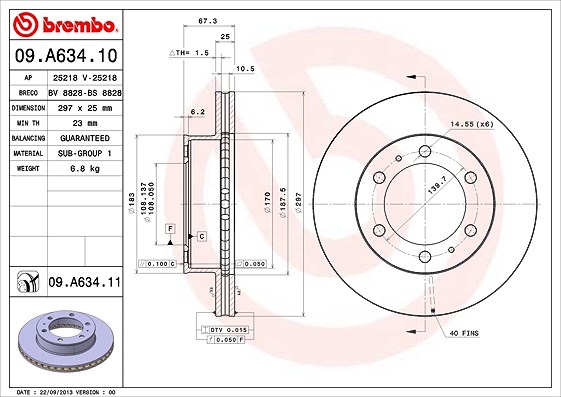 Brembo Bremsscheibe [Hersteller-Nr. 09.A634.11] für Toyota