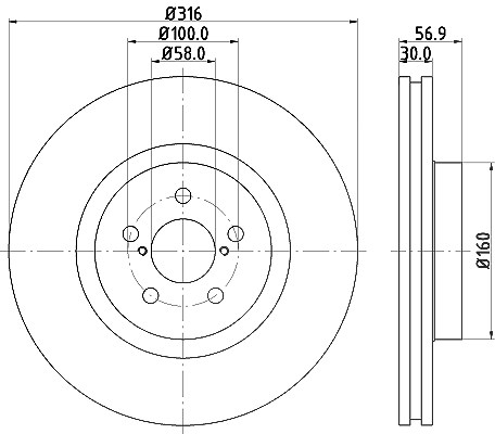 Hella 1x Bremsscheibe Vorderachse Belüftet [Hersteller-Nr. 8DD355117-921] für Subaru