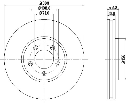 Hella 1x Bremsscheibe [Hersteller-Nr. 8DD355106-821] für Lincoln, Ford Usa, Jaguar