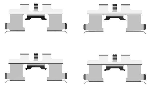 Hella Zubehörsatz, Scheibenbremsbelag [Hersteller-Nr. 8DZ355203-211] für Suzuki, Mitsubishi, Subaru, Daihatsu