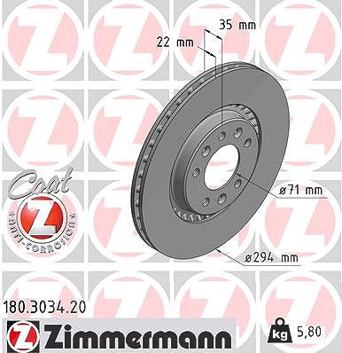Zimmermann Bremsscheibe [Hersteller-Nr. 180.3034.20] für Opel, Toyota, Peugeot, Citroën
