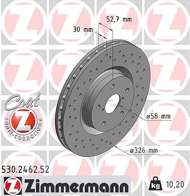 Zimmermann 1x Bremsscheibe [Hersteller-Nr. 530.2462.52] für Subaru