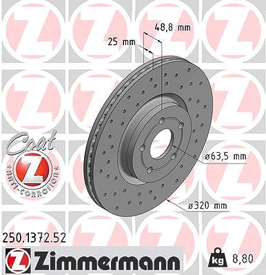 Zimmermann Bremsscheibe [Hersteller-Nr. 250.1372.52] für Ford, Volvo