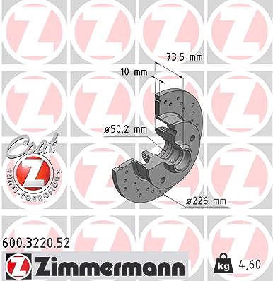 Zimmermann Bremsscheibe [Hersteller-Nr. 600.3220.52] für VW, Seat