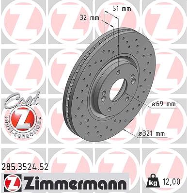 Zimmermann 1x Bremsscheibe [Hersteller-Nr. 285.3524.52] für Hyundai
