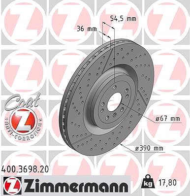 Zimmermann 1x Bremsscheibe [Hersteller-Nr. 400.3698.20] für Mercedes-Benz