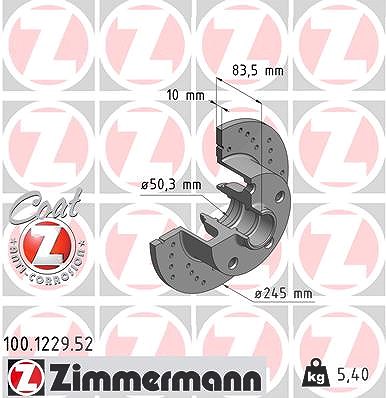 Zimmermann Bremsscheibe [Hersteller-Nr. 100.1229.52] für Audi