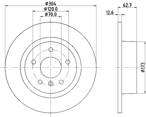 Hella Bremsscheibe Hinterachse Voll [Hersteller-Nr. 8DD355106-371] für Land Rover