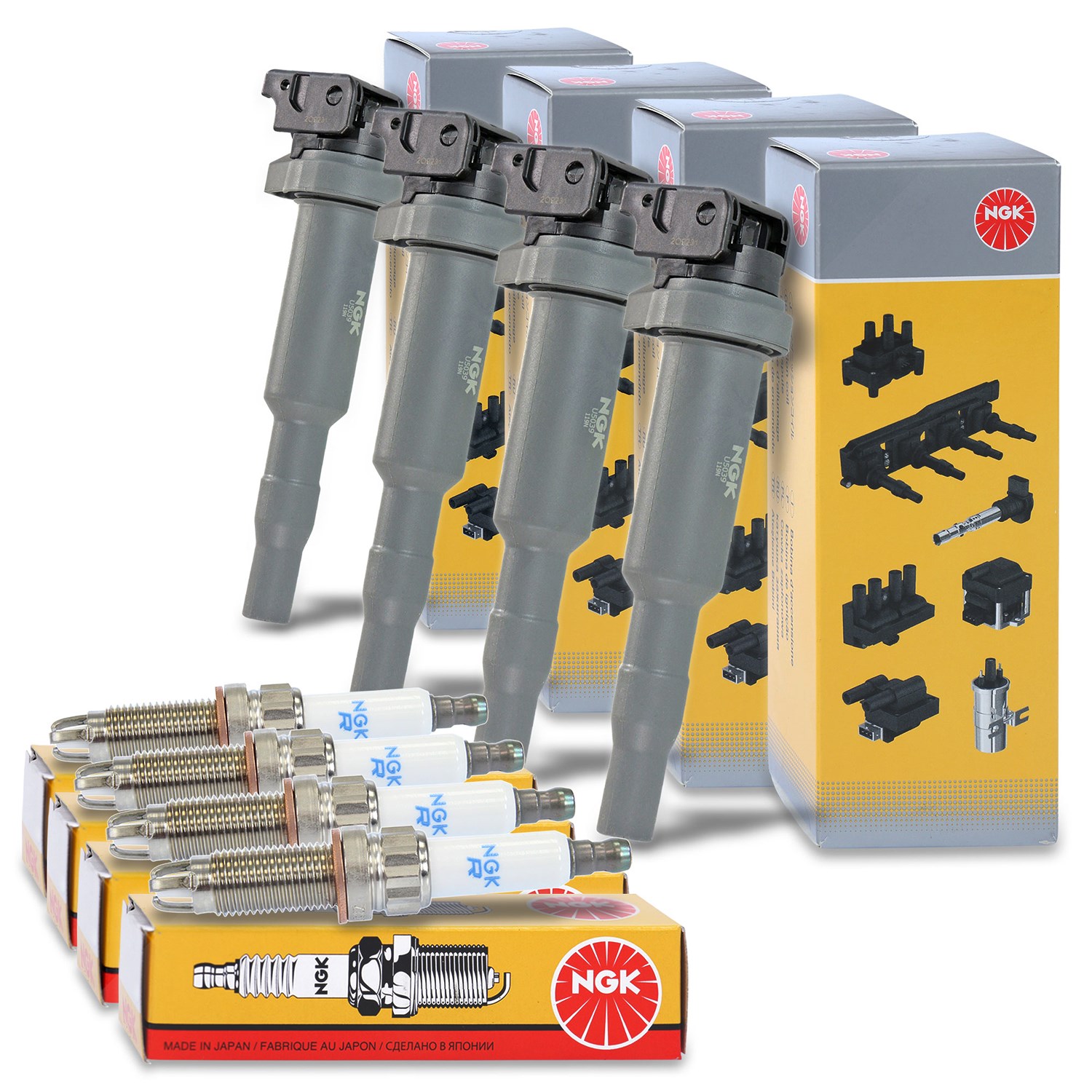 Ngk 4x Zündspule + 4x Zündkerze [Hersteller-Nr. 40208331] für BMW