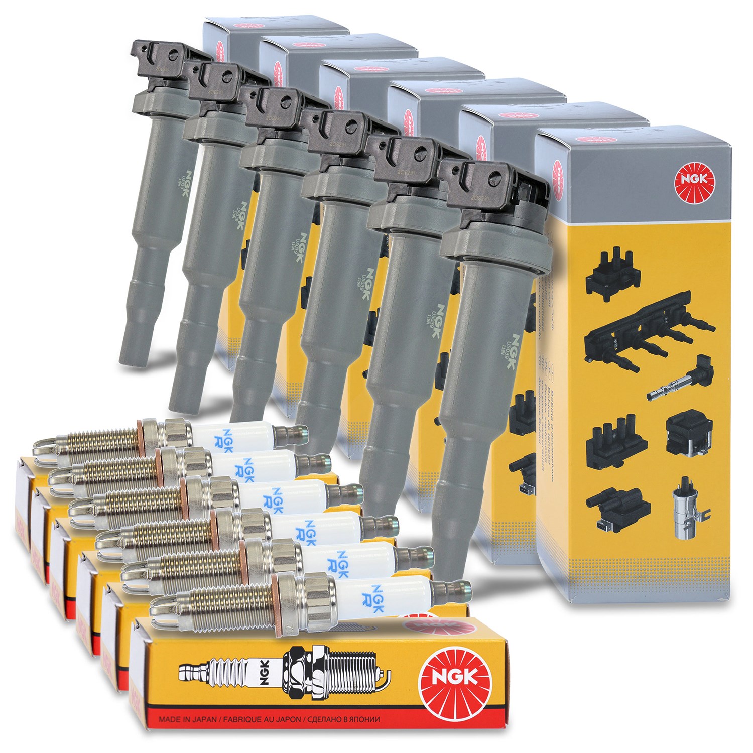 Ngk 6x Zündspule + 6x Zündkerze [Hersteller-Nr. 40208332] für BMW