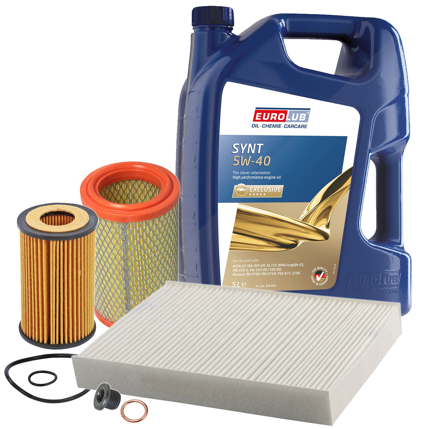 Bestprice Inspektionspaket Filtersatz SET A + 5l ÖL [Hersteller-Nr. 10493652] für Renault