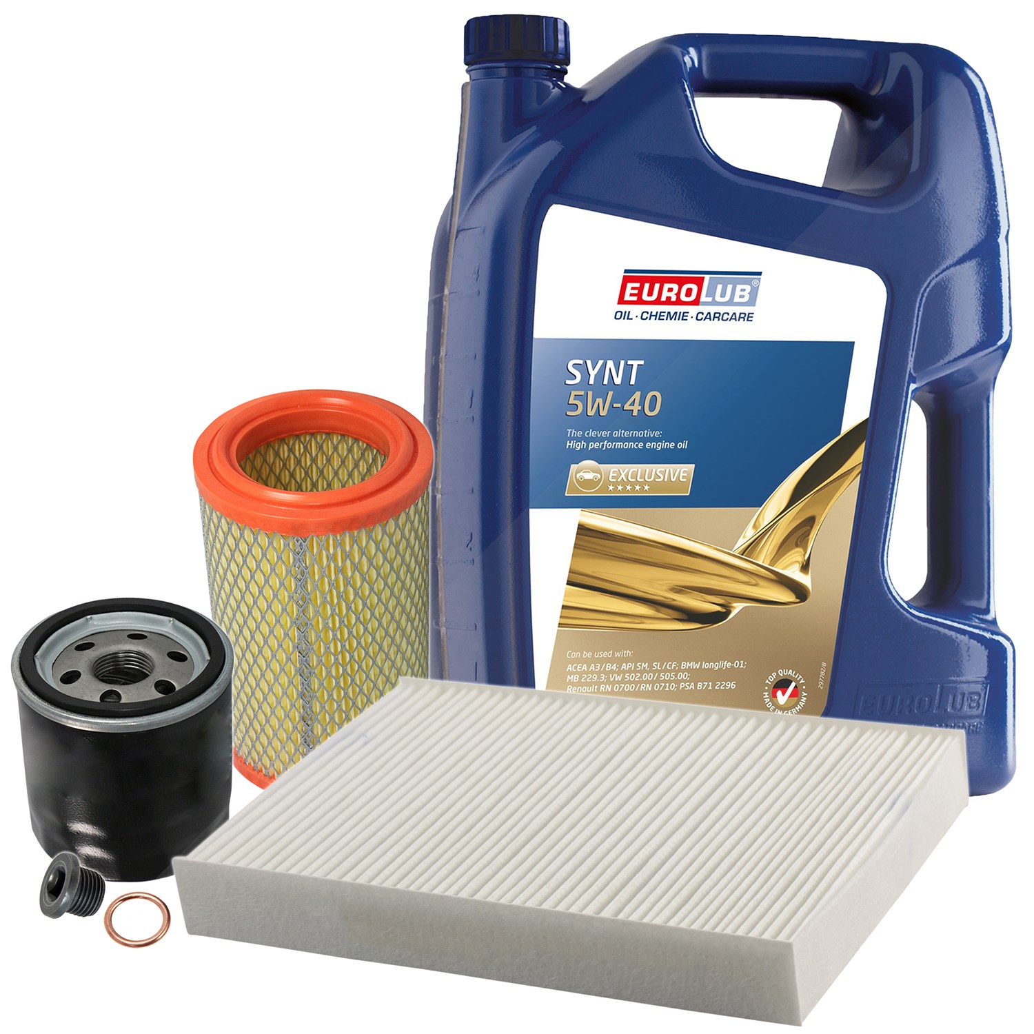 Bestprice Inspektionspaket Filtersatz SET A + 5l ÖL [Hersteller-Nr. 10493653] für Nissan, Renault