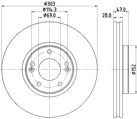 Hella Bremsscheibe [Hersteller-Nr. 8DD355122-501] für Hyundai, Kia