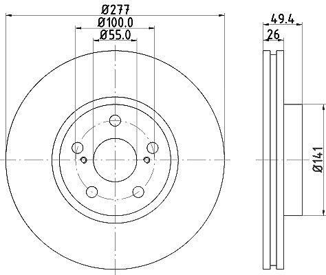 Hella Bremsscheibe [Hersteller-Nr. 8DD355111-631] für Toyota