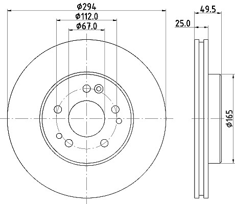 Hella Bremsscheibe Vorderachse Belüftet [Hersteller-Nr. 8DD355103-031] für Mercedes-Benz