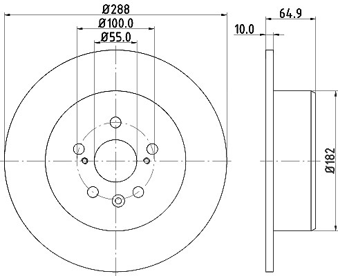 Hella Bremsscheibe Hinterachse Voll [Hersteller-Nr. 8DD355111-701] für Toyota