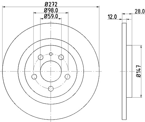 Hella Bremsscheibe [Hersteller-Nr. 8DD355109-151] für Citroën, Lancia, Fiat, Peugeot