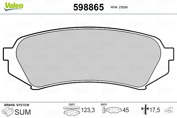 Valeo Bremsbelagsatz, Scheibenbremse [Hersteller-Nr. 598865] für Toyota, Lexus