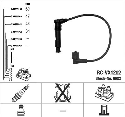 Ngk Zündleitungssatz [Hersteller-Nr. 6983] für Vauxhall, Opel