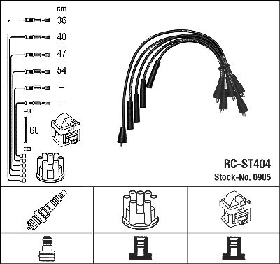 Ngk Zündleitungssatz [Hersteller-Nr. 0905] für Fiat, Seat