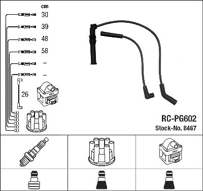 Ngk Zündleitungssatz [Hersteller-Nr. 8467] für Citroën, Peugeot