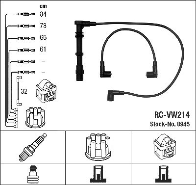Ngk Zündleitungssatz [Hersteller-Nr. 0945] für Seat, VW
