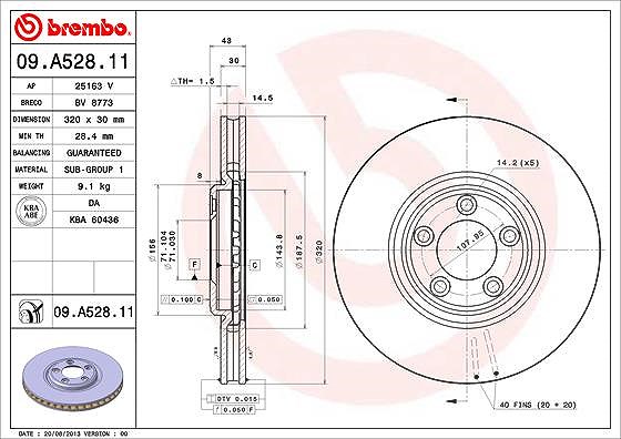 Brembo Bremsscheibe [Hersteller-Nr. 09.A528.11] für Daimler, Jaguar