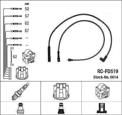 Ngk Zündleitungssatz [Hersteller-Nr. 0614] für Ford