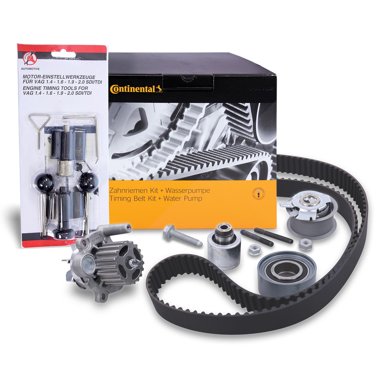Continental Ctam Zahnriemensatz + Motor-Einstellwerkzeug-Satz [Hersteller-Nr. 40208343] für VW, Jeep, Mitsubishi, Skoda, Audi, Dodge, Seat, Chrysler