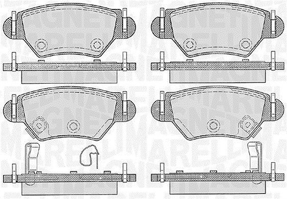 Magneti Marelli Bremsbelagsatz, Scheibenbremse [Hersteller-Nr. 363916060357] für Opel, Chevrolet, Vauxhall