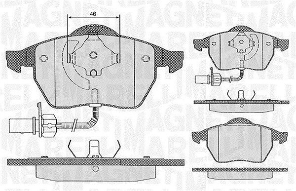 Magneti Marelli Bremsbelagsatz, Scheibenbremse [Hersteller-Nr. 363916060261] für VW, Ford, Seat