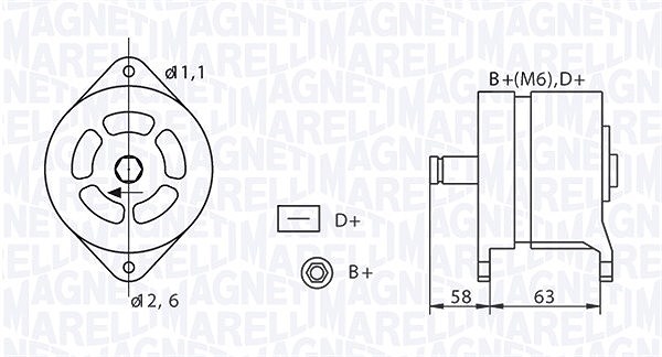 Magneti Marelli Generator [Hersteller-Nr. 063320049010] für Alfa Romeo, Lancia, Fiat