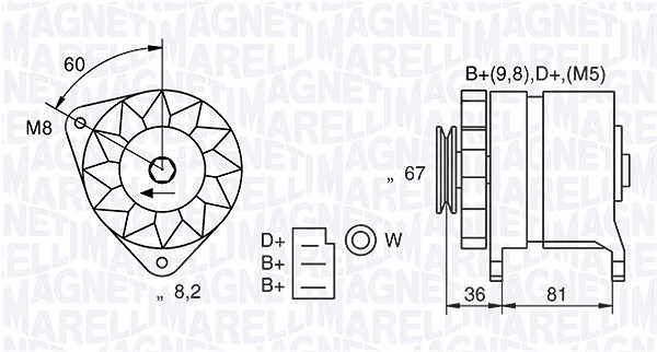 Magneti Marelli Generator [Hersteller-Nr. 054022384010] für Ford, Innocenti, Vauxhall, Austin, Renault, Rover