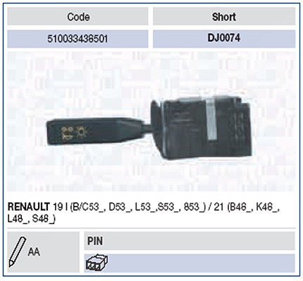 Magneti Marelli Lenkstockschalter [Hersteller-Nr. 510033438501] für Renault