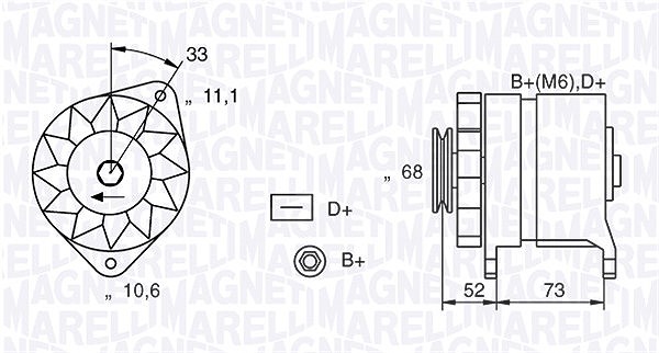 Magneti Marelli Generator [Hersteller-Nr. 063321154010] für Lancia, Ford, Zastava, Volvo, Fiat