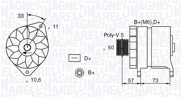 Magneti Marelli Generator [Hersteller-Nr. 063321156010] für Fiat, Lancia
