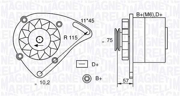 Magneti Marelli Generator [Hersteller-Nr. 063321000010] für Fiat, Autobianchi, Lancia