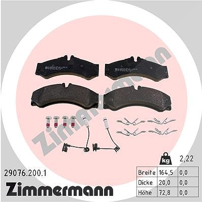 Zimmermann Bremsbelagsatz, Scheibenbremse [Hersteller-Nr. 29076.200.1] für Mercedes-Benz, VW
