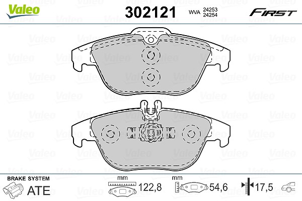 Valeo Bremsbelagsatz, Scheibenbremse [Hersteller-Nr. 302121] für Mercedes-Benz