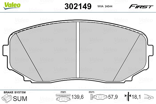 Valeo Bremsbelagsatz, Scheibenbremse [Hersteller-Nr. 302149] für Mazda, Ford Usa