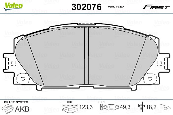 Valeo Bremsbelagsatz, Scheibenbremse [Hersteller-Nr. 302076] für Lexus, Toyota