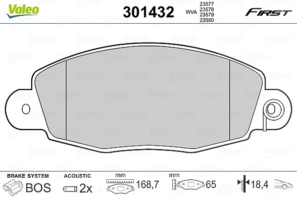 Valeo Bremsbelagsatz, Scheibenbremse [Hersteller-Nr. 301432] für Ford